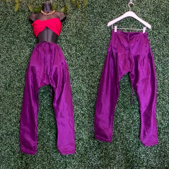 Purple Silk Harem Pants - Picture 1 of 7